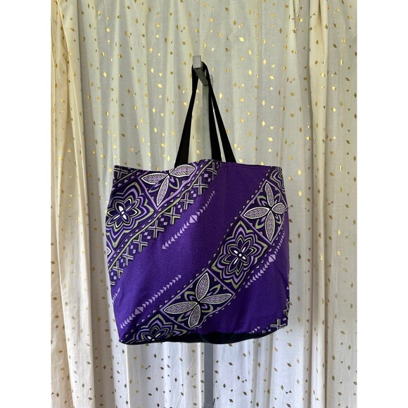 Handmade Reversable Polynesian Canvas Tribal Tote Beach Shopping Bag - Picture 2 of 5